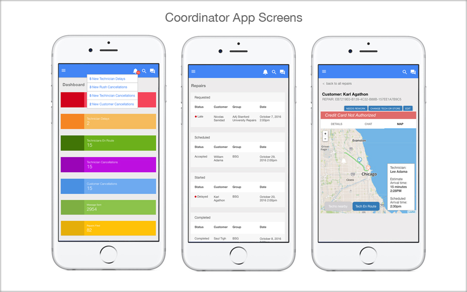 Fixt Coordinator App Screens